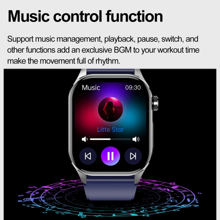 ET580 2.04 inch AMOLED Screen Sports Smart Watch Support Bluethooth Call /  ECG Function(Blue Silicone Band)