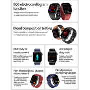 ET580 2.04 inch AMOLED Screen Sports Smart Watch Support Bluethooth Call /  ECG Function(Black Silicone Band)