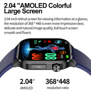 ET580 2.04 inch AMOLED Screen Sports Smart Watch Support Bluetooth Call /  ECG Function(Brown Leather Band)