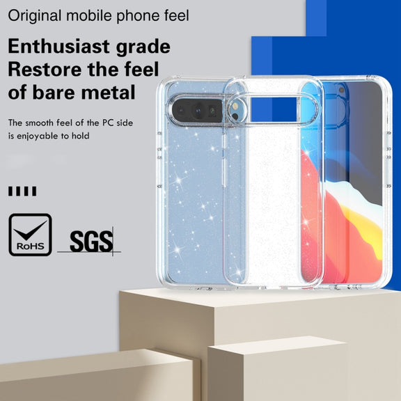 For Google Pixel 9 Pro XL Terminator Style Shockproof Phone Case(Glitter White)