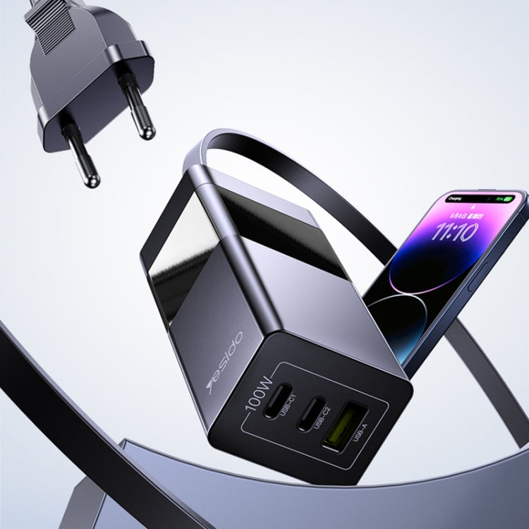 Yesido YC58 100W 2Type-C+USB Ports with 1 Socket Desktop GaN Charger(EU Plug) - free shipping - PMC Jewellery - Order now!