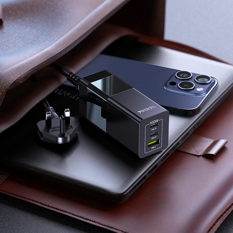 Yesido YC77 100W 2Type-C+USB Ports with 1 Socket Desktop GaN Charger(UK Plug) - free shipping - PMC Jewellery - Order now!