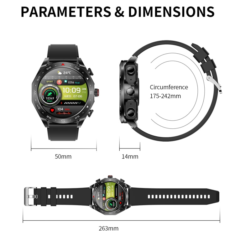 LEMFO T95 1.52 inch IPS Screen 2 in 1 Bluetooth Earphone Smart Watch Support Health Monitoring(Black) - free shipping - PMC TechLife - Order now!