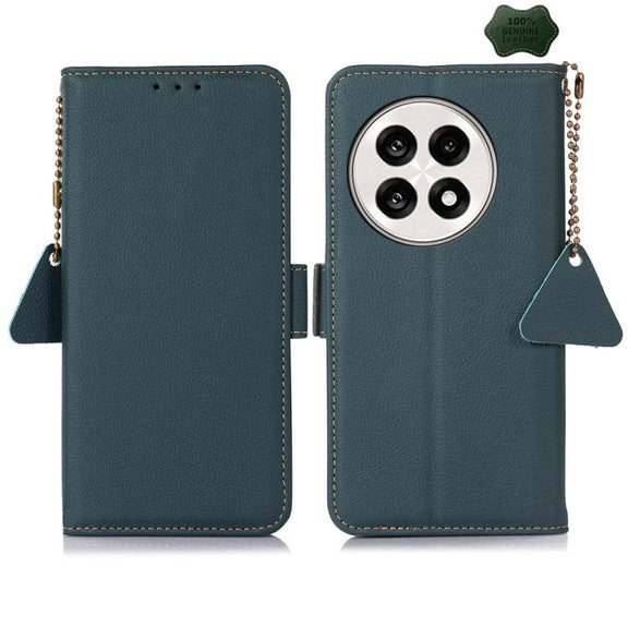 For OnePlus Ace 5 Pro / Ace 5 / 13R Side-Magnetic TJ Genuine Leather RFID Phone Case(Green)