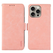 For iPhone 16 Pro Max ABEEL Frosted Magnetic RFID Leather Phone Case(Pink)