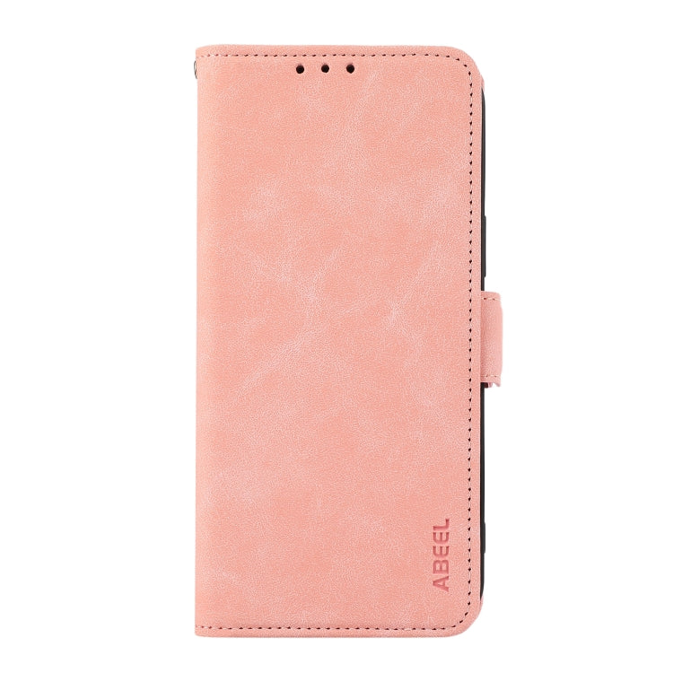For iPhone 16 Pro Max ABEEL Frosted Magnetic RFID Leather Phone Case(Pink)
