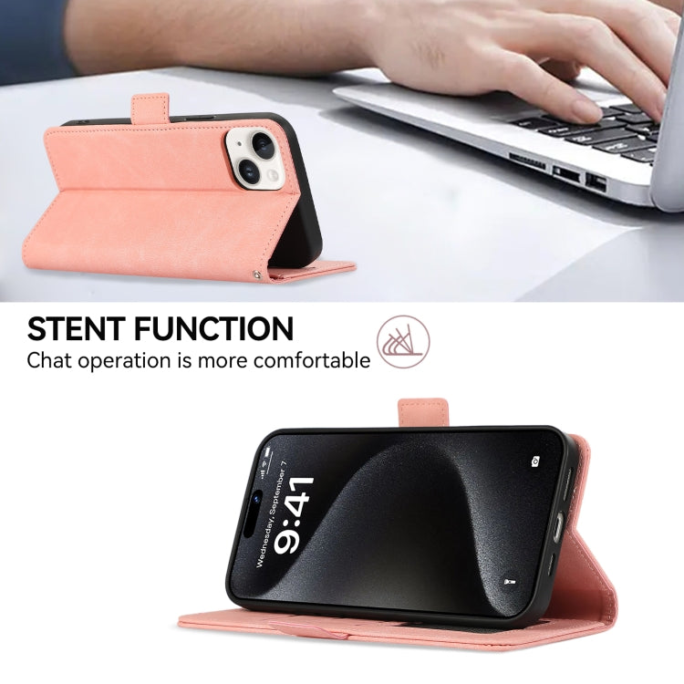 For iPhone 16 Pro Max ABEEL Frosted Magnetic RFID Leather Phone Case(Pink)