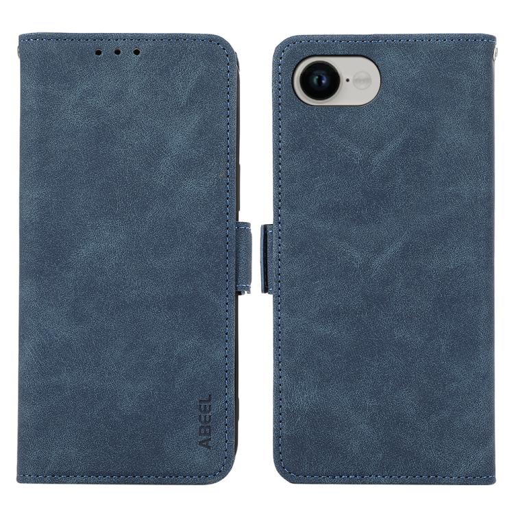 For iPhone 16e ABEEL Frosted Magnetic RFID Leather Phone Case(Blue) - iPhone 16e Cases by PMC TechLife | Online Shopping South Africa | PMC TechLife | Buy Now Pay Later Mobicred