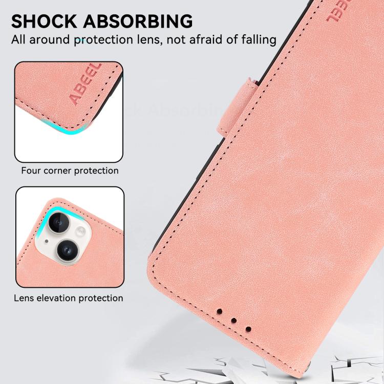 For iPhone 17 ABEEL Frosted Magnetic RFID Leather Phone Case(Pink)