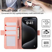 For iPhone 17 ABEEL Frosted Magnetic RFID Leather Phone Case(Pink)