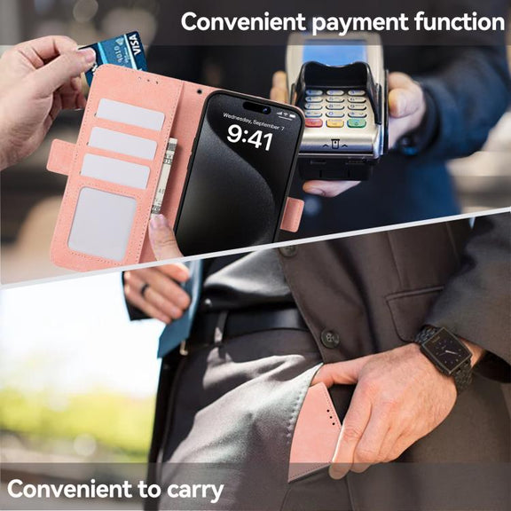 For iPhone 17 ABEEL Frosted Magnetic RFID Leather Phone Case(Pink)
