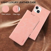 For iPhone 17 ABEEL Frosted Magnetic RFID Leather Phone Case(Pink)