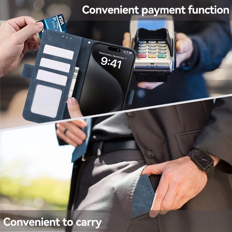 For iPhone 17 ABEEL Frosted Magnetic RFID Leather Phone Case(Blue) - free shipping - PMc TechLife - Order now!