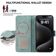 For iPhone 17 ABEEL Frosted Magnetic RFID Leather Phone Case(Cyan)