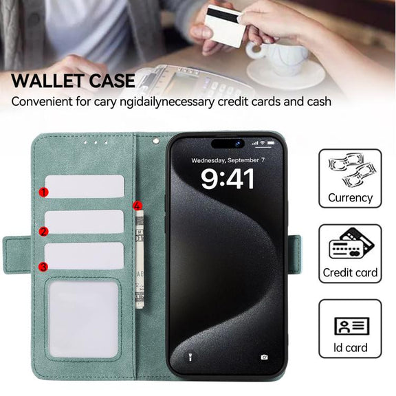 For iPhone 17 ABEEL Frosted Magnetic RFID Leather Phone Case(Cyan)