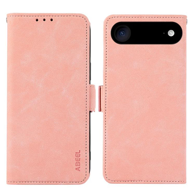 For iPhone 17 Air ABEEL Frosted Magnetic RFID Leather Phone Case(Pink)