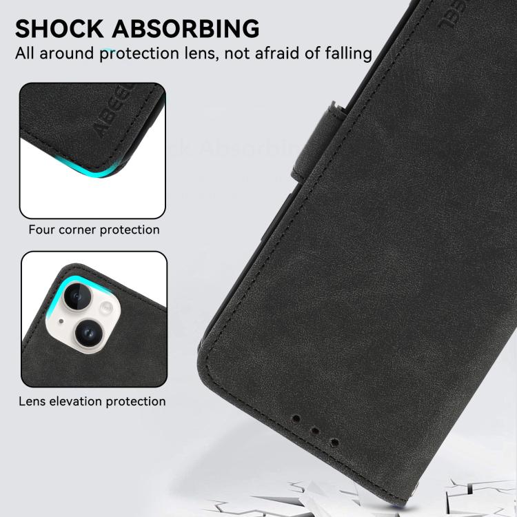 For iPhone 17 Air ABEEL Frosted Magnetic RFID Leather Phone Case(Black)