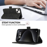 For iPhone 17 Air ABEEL Frosted Magnetic RFID Leather Phone Case(Black)