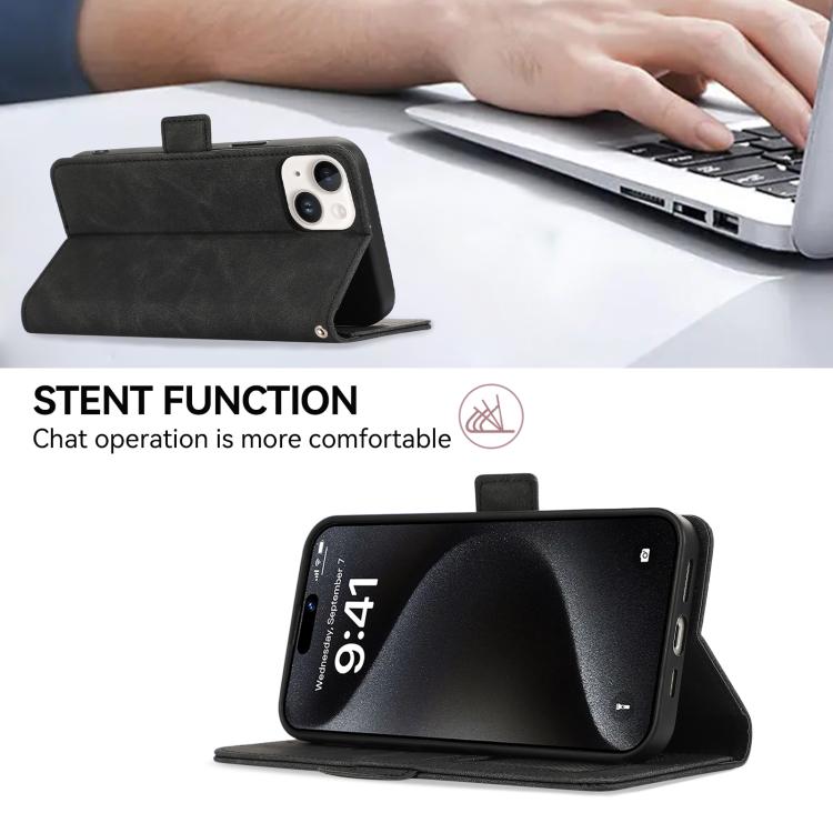 For iPhone 17 Air ABEEL Frosted Magnetic RFID Leather Phone Case(Black)