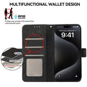 For iPhone 17 Air ABEEL Frosted Magnetic RFID Leather Phone Case(Black)