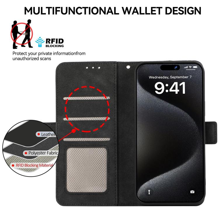For iPhone 17 Air ABEEL Frosted Magnetic RFID Leather Phone Case(Black)