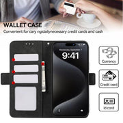 For iPhone 17 Air ABEEL Frosted Magnetic RFID Leather Phone Case(Black)