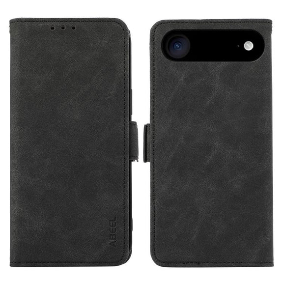 For iPhone 17 Air ABEEL Frosted Magnetic RFID Leather Phone Case(Black)
