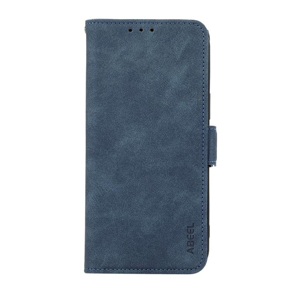 For iPhone 17 Air ABEEL Frosted Magnetic RFID Leather Phone Case(Blue)