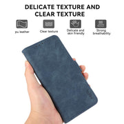 For iPhone 17 Air ABEEL Frosted Magnetic RFID Leather Phone Case(Blue)