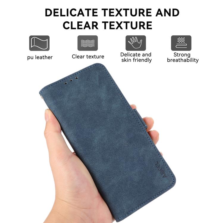 For iPhone 17 Air ABEEL Frosted Magnetic RFID Leather Phone Case(Blue)