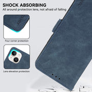 For iPhone 17 Air ABEEL Frosted Magnetic RFID Leather Phone Case(Blue)
