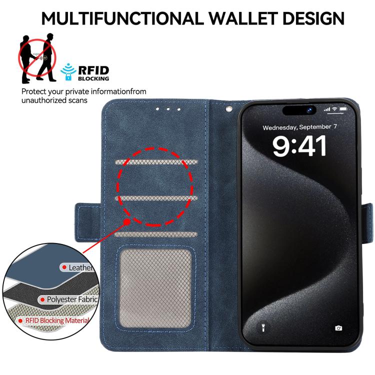 For iPhone 17 Air ABEEL Frosted Magnetic RFID Leather Phone Case(Blue)