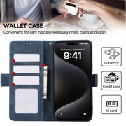 For iPhone 17 Air ABEEL Frosted Magnetic RFID Leather Phone Case(Blue)