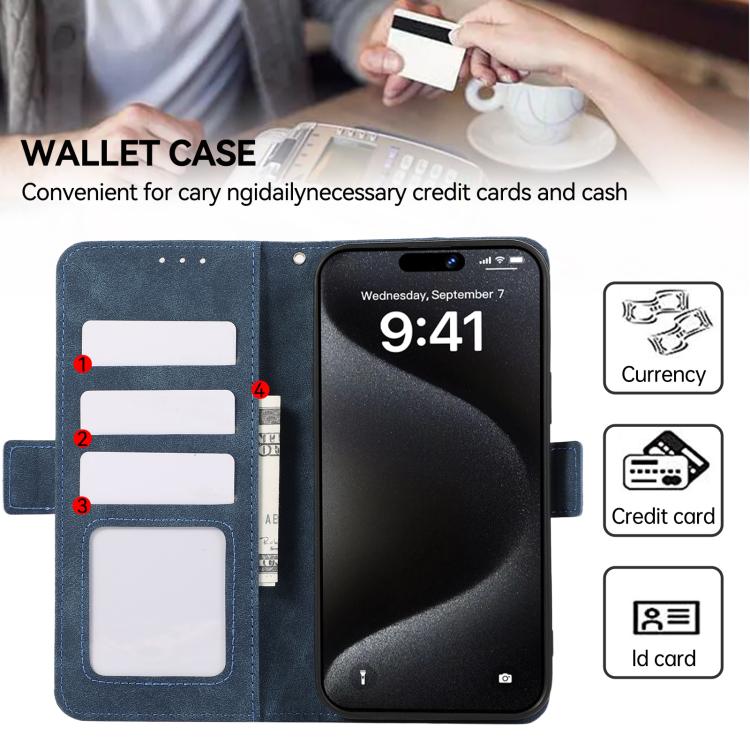 For iPhone 17 Air ABEEL Frosted Magnetic RFID Leather Phone Case(Blue)