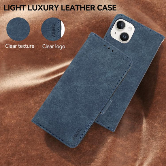 For iPhone 17 Air ABEEL Frosted Magnetic RFID Leather Phone Case(Blue)