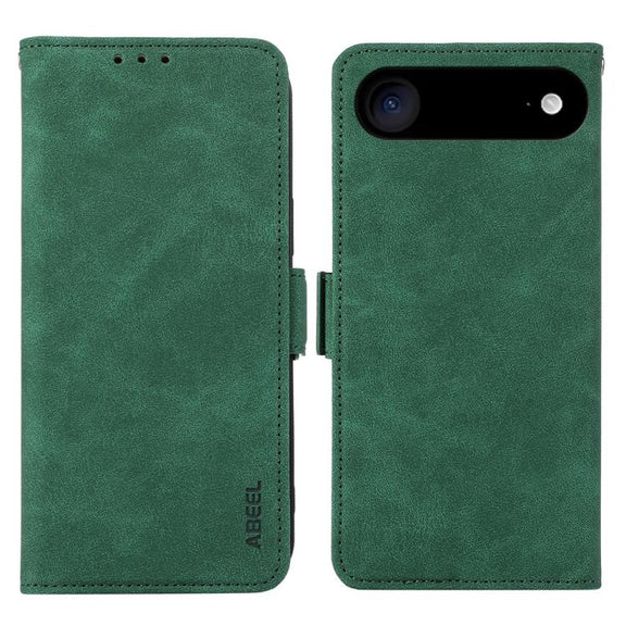 For iPhone 17 Air ABEEL Frosted Magnetic RFID Leather Phone Case(Green)