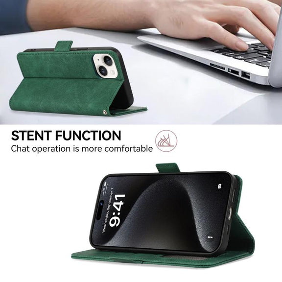 For iPhone 17 Air ABEEL Frosted Magnetic RFID Leather Phone Case(Green)