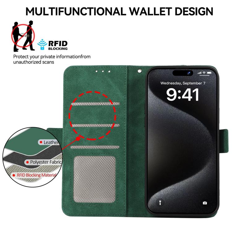 For iPhone 17 Air ABEEL Frosted Magnetic RFID Leather Phone Case(Green)