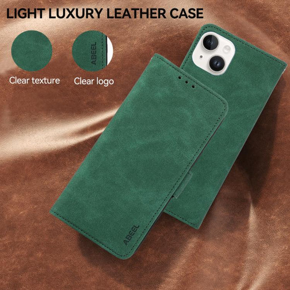 For iPhone 17 Air ABEEL Frosted Magnetic RFID Leather Phone Case(Green)
