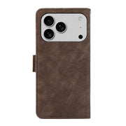 For iPhone 17 Pro ABEEL Frosted Magnetic RFID Leather Phone Case(Brown)