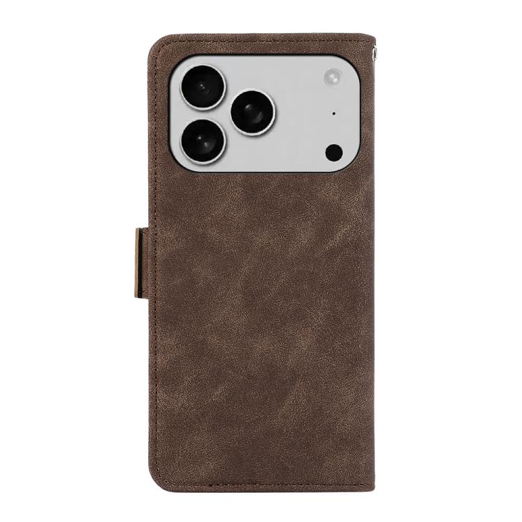For iPhone 17 Pro ABEEL Frosted Magnetic RFID Leather Phone Case(Brown)