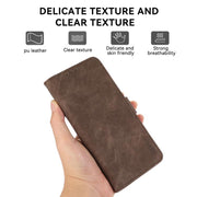 For iPhone 17 Pro ABEEL Frosted Magnetic RFID Leather Phone Case(Brown)