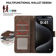 For iPhone 17 Pro ABEEL Frosted Magnetic RFID Leather Phone Case(Brown)