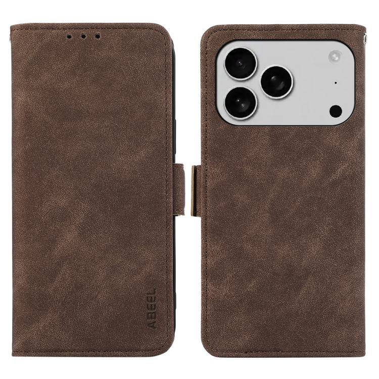 For iPhone 17 Pro ABEEL Frosted Magnetic RFID Leather Phone Case(Brown) - free shipping - PMc TechLife - Order now!