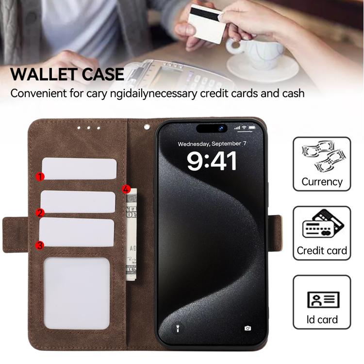 For iPhone 17 Pro ABEEL Frosted Magnetic RFID Leather Phone Case(Brown)