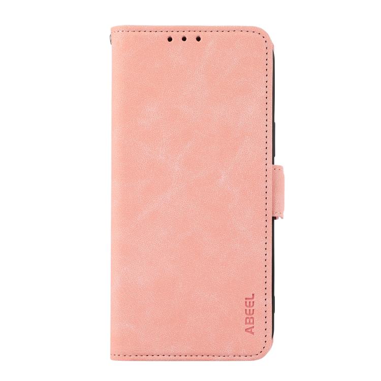 For iPhone 17 Pro Max ABEEL Frosted Magnetic RFID Leather Phone Case(Pink)
