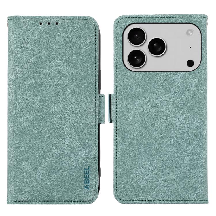 For iPhone 17 Pro Max ABEEL Frosted Magnetic RFID Leather Phone Case(Cyan) - free shipping - PMc TechLife - Order now!
