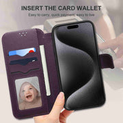 For iPhone 14 Pro ESEBLE E1 Nappa Texture MagSafe Holder Leather Phone Case(Dark Purple)