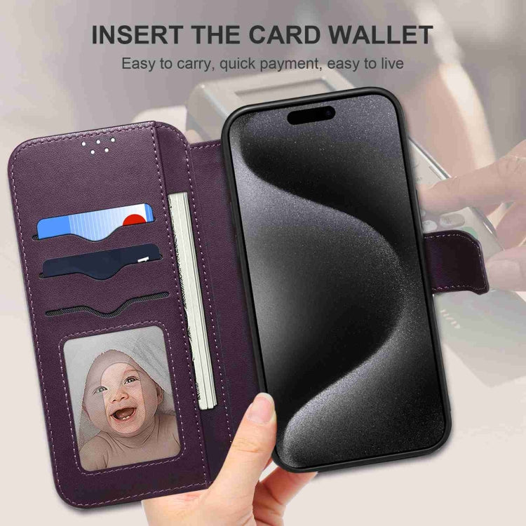 For iPhone 14 Pro ESEBLE E1 Nappa Texture MagSafe Holder Leather Phone Case(Dark Purple)