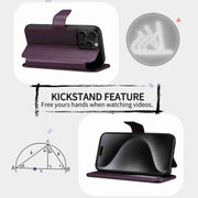 For iPhone 14 Pro ESEBLE E1 Nappa Texture MagSafe Holder Leather Phone Case(Dark Purple)